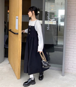 【2点セット】中崎町でカフェ巡りをする日のトップスセットキャミジャンパースカート_N2105