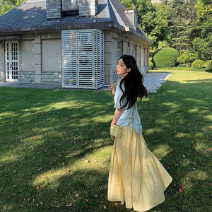 日差しが気持ちい公園でうたた寝した日のチェックドットティアードスカート_N2424